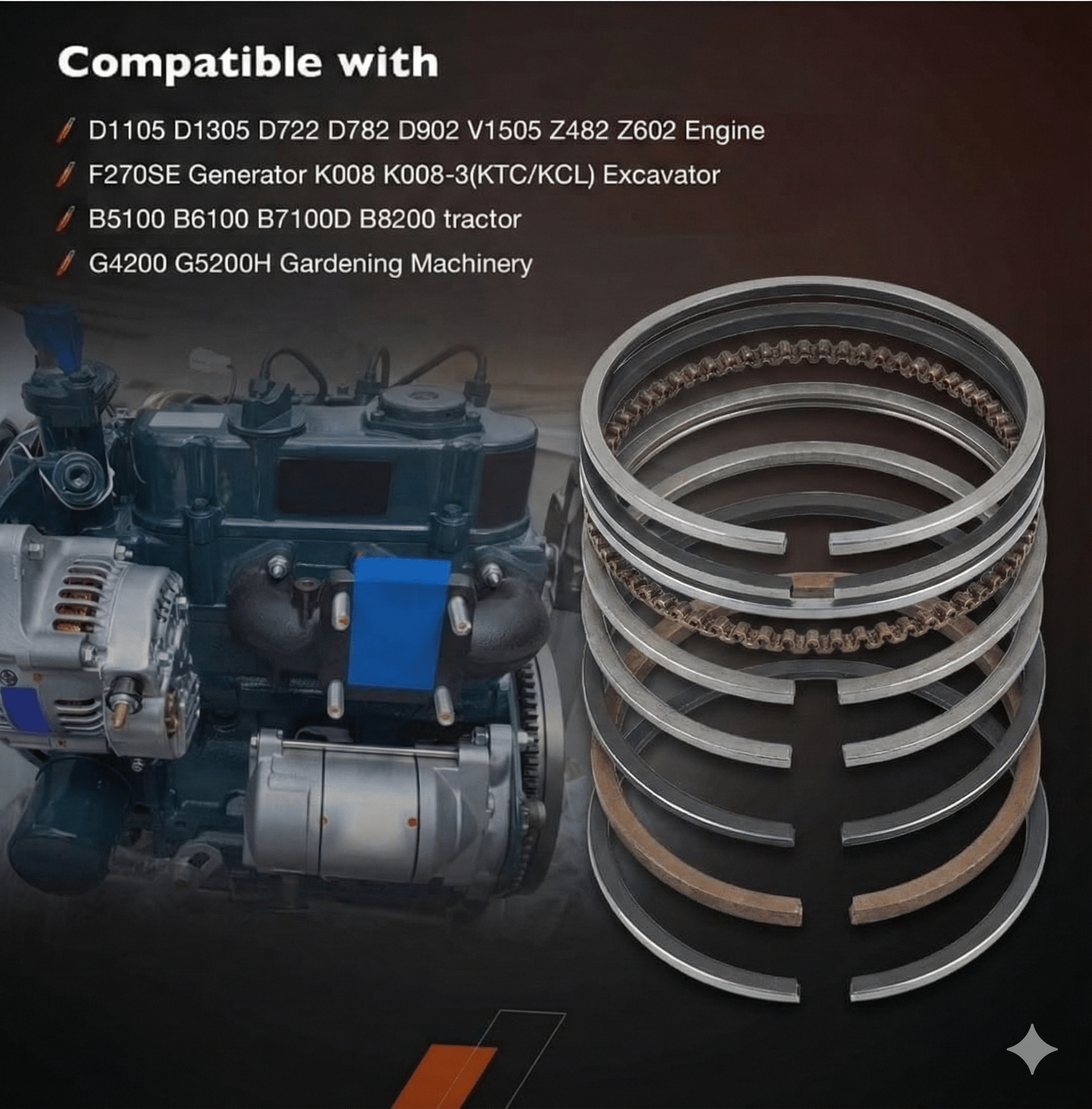 Segmenti motor Kubota si Yanmar pentru reparatii tractoare.